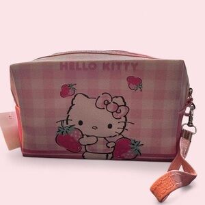 Hello Kitty Pink Strawberry Wristlet makeup bag